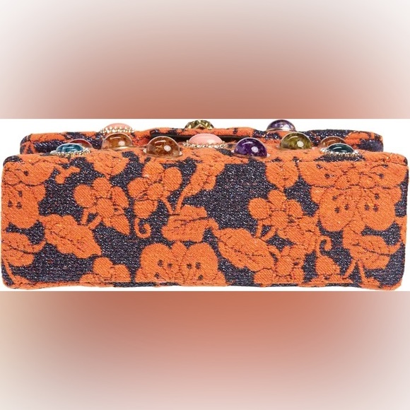 Kurt Geiger London Mini Kensington Orange Multicolor Brocade Crossbody Bag - Picture 9 of 11